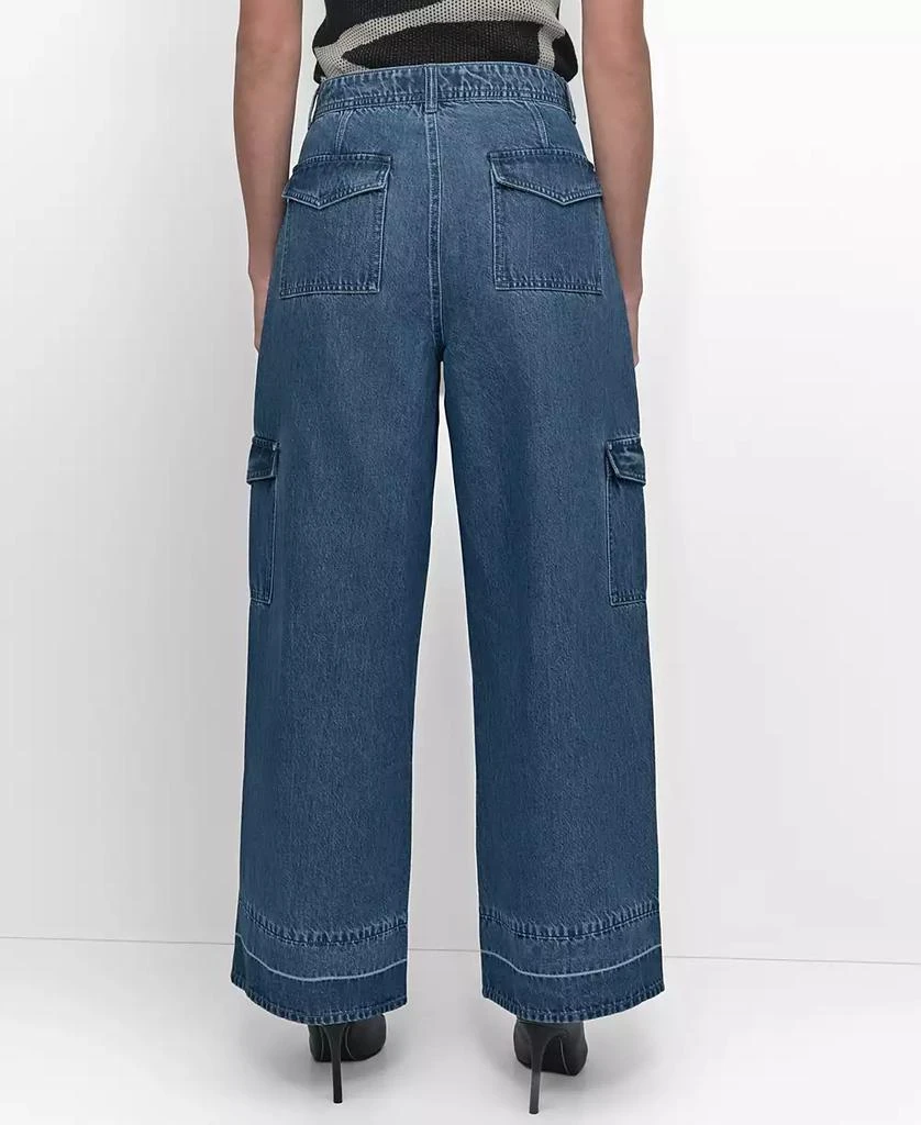 DKNY Women's Release-Hem Wide-Leg Cargo Jeans 2