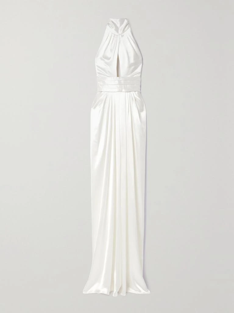 Naeem Khan Magnolia 褶裥真丝查米尤斯绸缎挂脖礼服  - US4 1