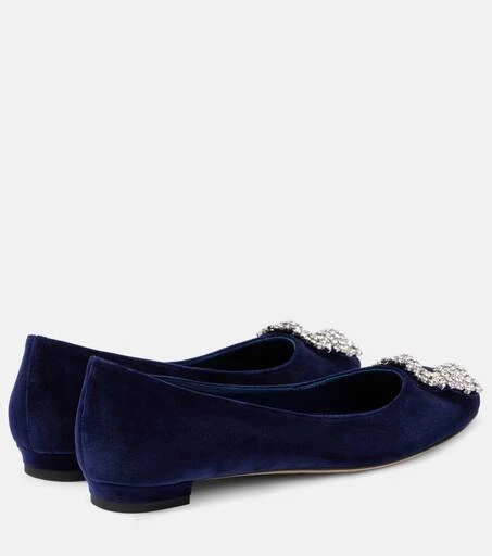 Manolo Blahnik Hangisi embellished velvet ballet flats 2