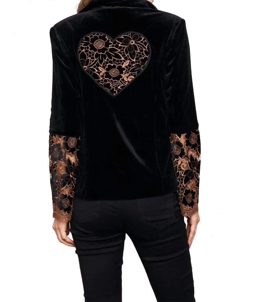 PAPARAZZI Velvet Blazer With Velvet Cutwork Back And Sleeves In Black 5