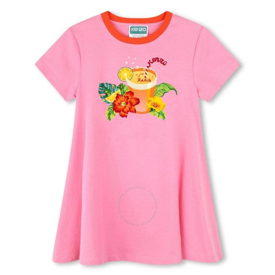 Kenzo Girls Floral Print Short-Sleeved Dress