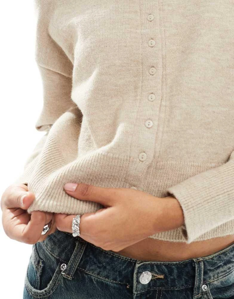 Daisy Street Daisy Street fitted waist cardigan in oat 3
