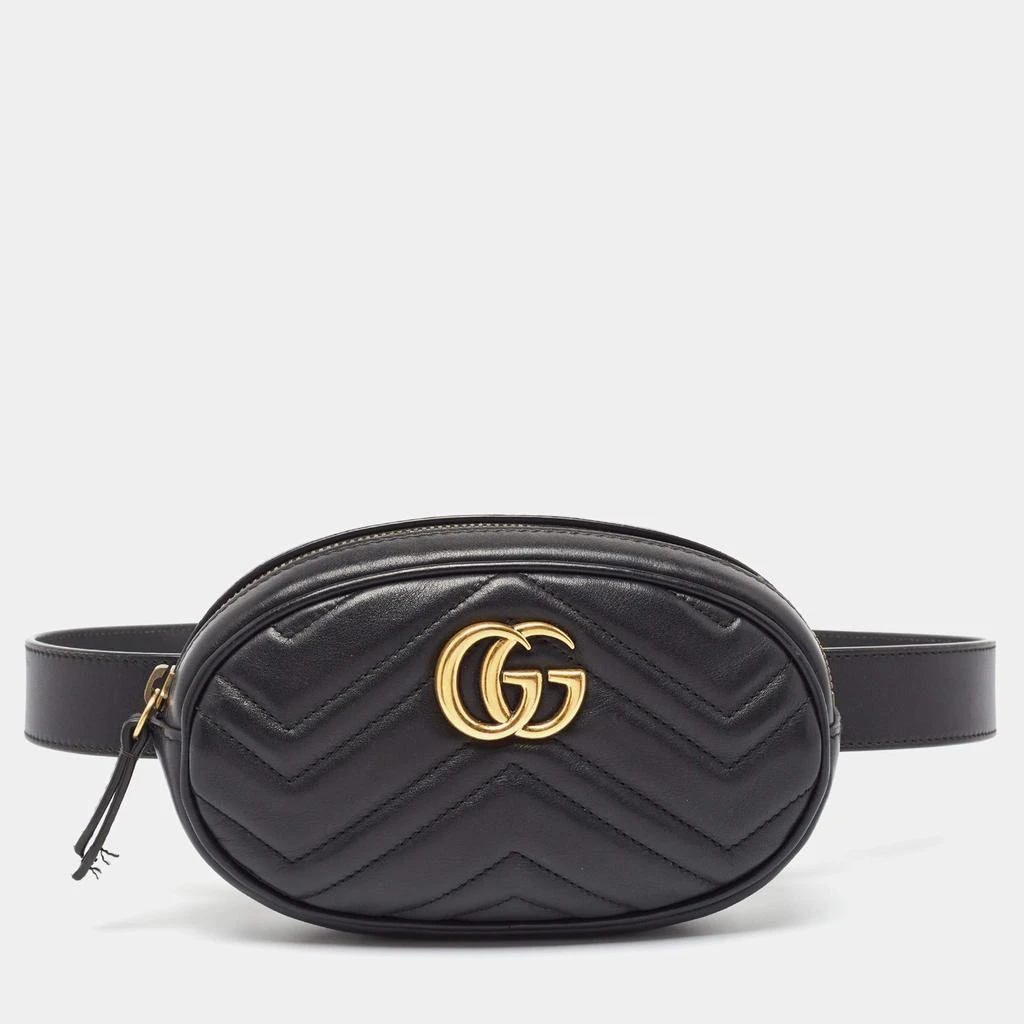 Gucci Gucci Black Matelassé Leather Mini GG Marmont Belt Bag