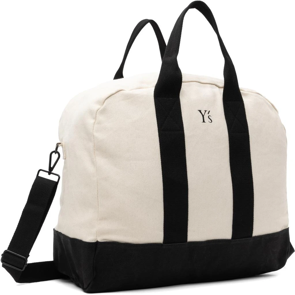 YOHJI YAMAMOTO Off-White & Black Canvas Combi Boston Tote 2
