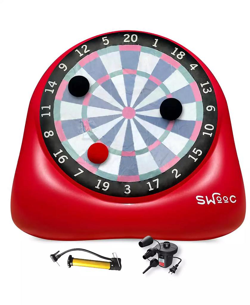 SWOOC Premium Giant Kick Darts (Over 6 ft. Tall) with Over 15 Games Included - Giant Inflatable Outdoor Dartboard with Soccer Balls