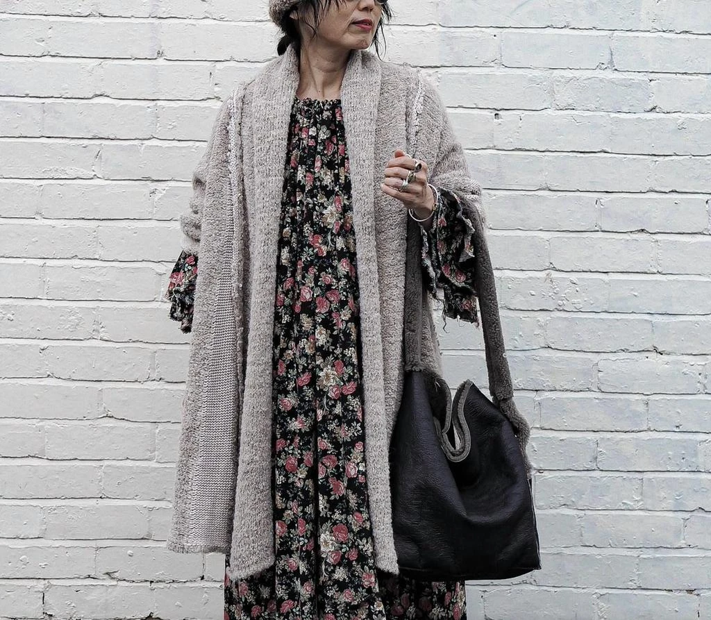 Amano by Lorena Laing Kimono Cardigan With Mesh In Pink/oat