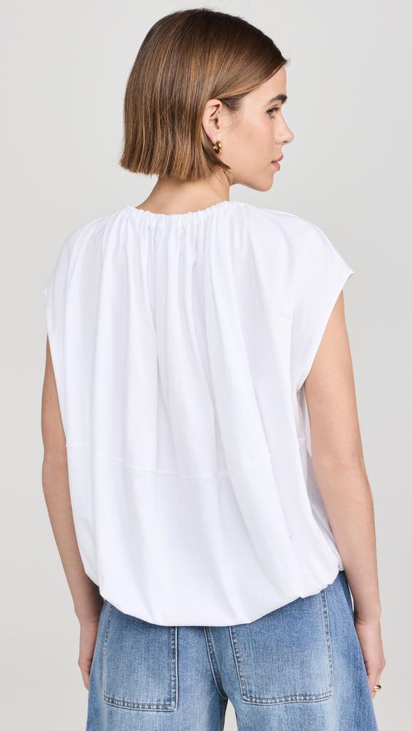 Tibi Shirred Neck Circular Tee