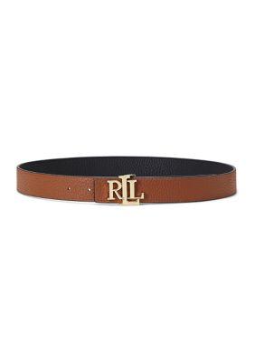 Ralph Lauren Ralph Lauren Logo Reversible Pebbled Leather Belt