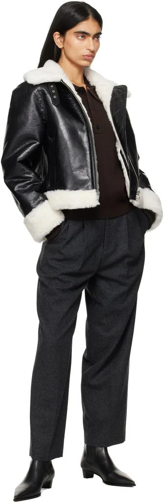 STAND STUDIO Black & Off-White Lorelle Faux-Shearling Jacket 4