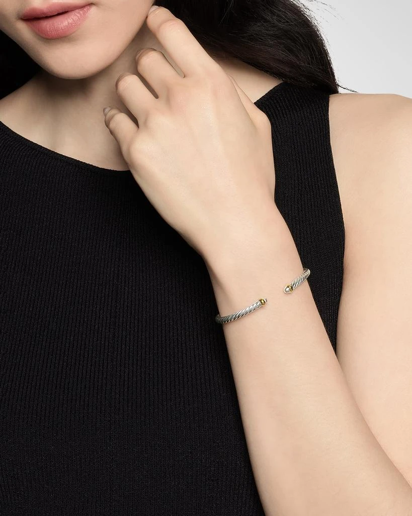 David Yurman Cable Flex Bracelet with Gemstone in Silver and 14K Gold, 4mm 2