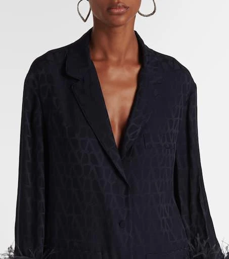 Valentino Toile Iconographe feather-trimmed silk shirt 4