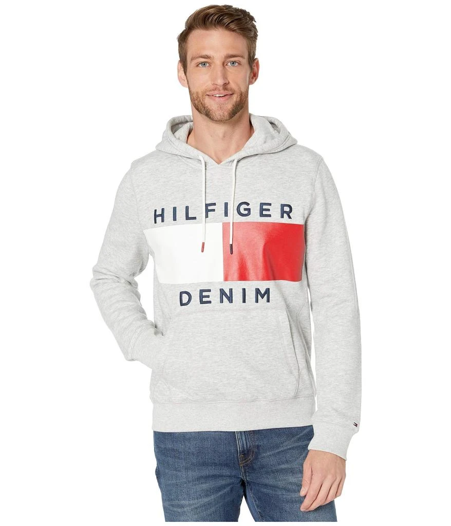 Tommy Hilfiger Tommy Hilfiger Men's Long Sleeve Fleece Flag Pullover Hoodie Sweatshirt 1