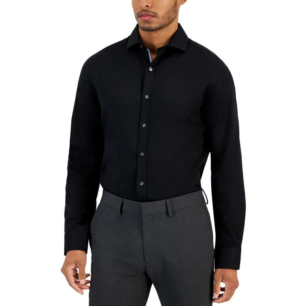 Bar III Mens Textured Cotton Button-Down Shirt 1