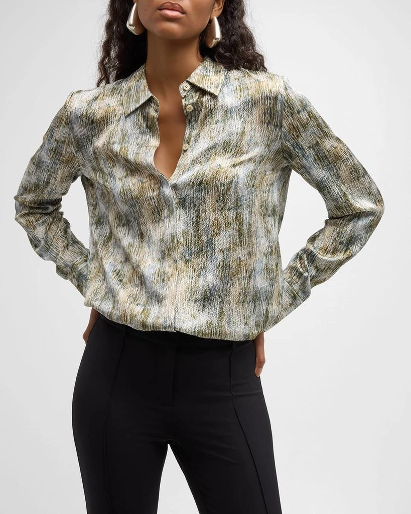 Lafayette 148 New York Scottie Abstract-Print Silk Blouse 7