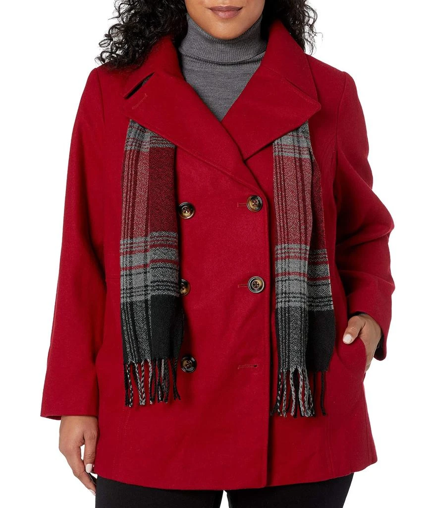 London Fog LONDON FOG Women's Double Breasted Peacoat with Scarf 1