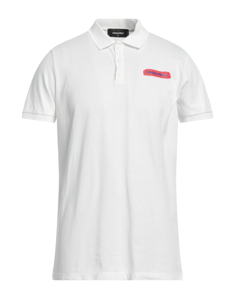 Tシャツ・カットソー Dsquared2 White Polo Shirt With Classic Coll DSQUARED2 Polo Shirt With Logo Print In Bright White
