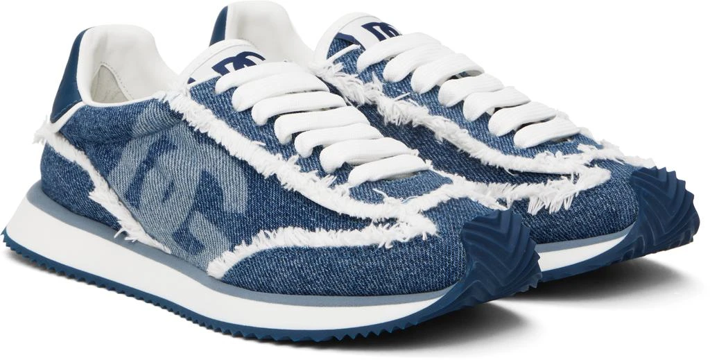 Dolce & Gabbana Blue Mixed-Material 'DG' Cushion Sneakers 4