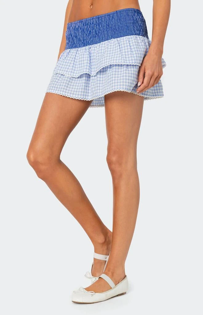 Edikted Double Gingham Ruffled Mini Skirt 4