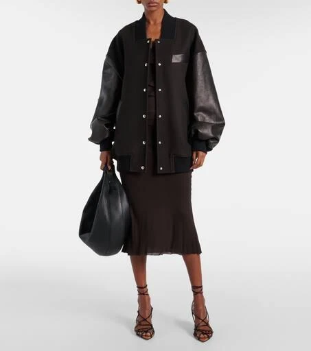 Khaite Spencer wool-blend and leather bomber jacket 2