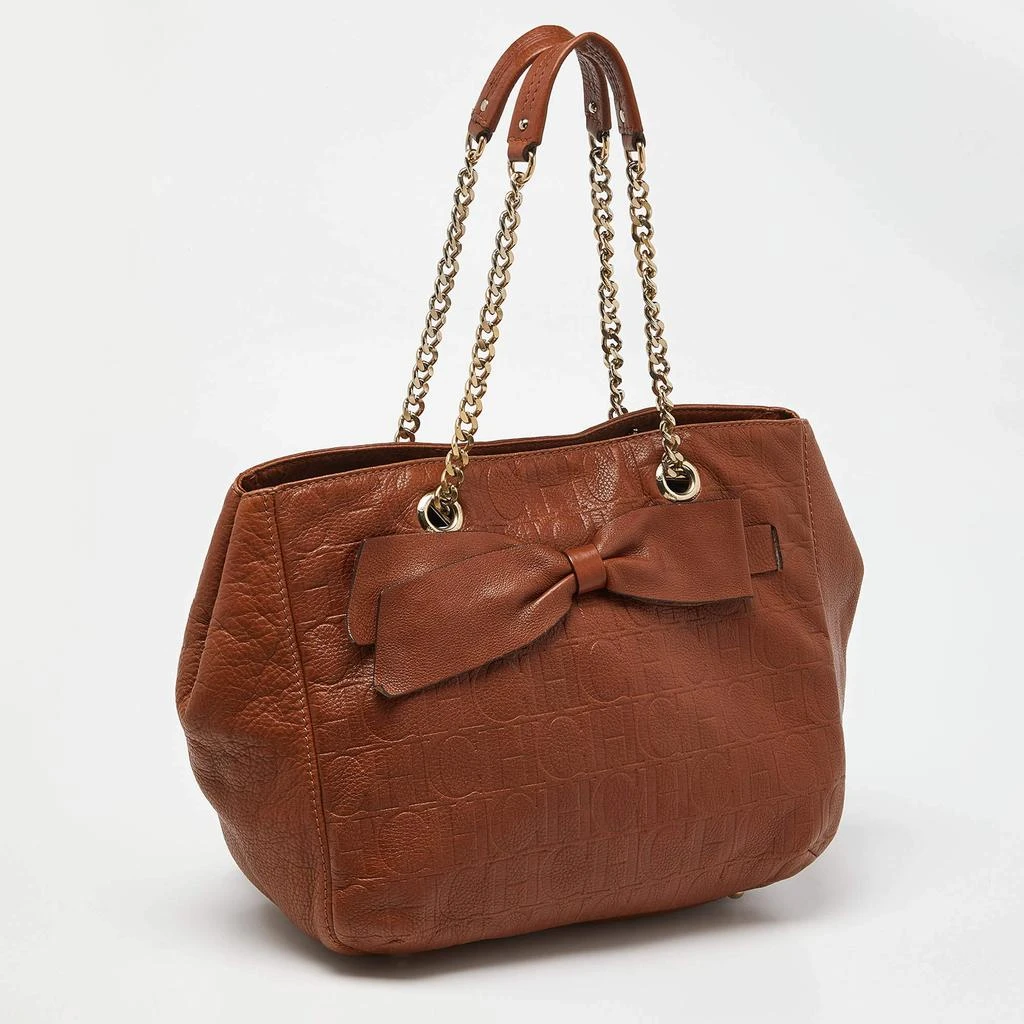 Carolina Herrera Carolina Herrera Brown Monogram Embossed Leather Audrey Shoulder Bag 3