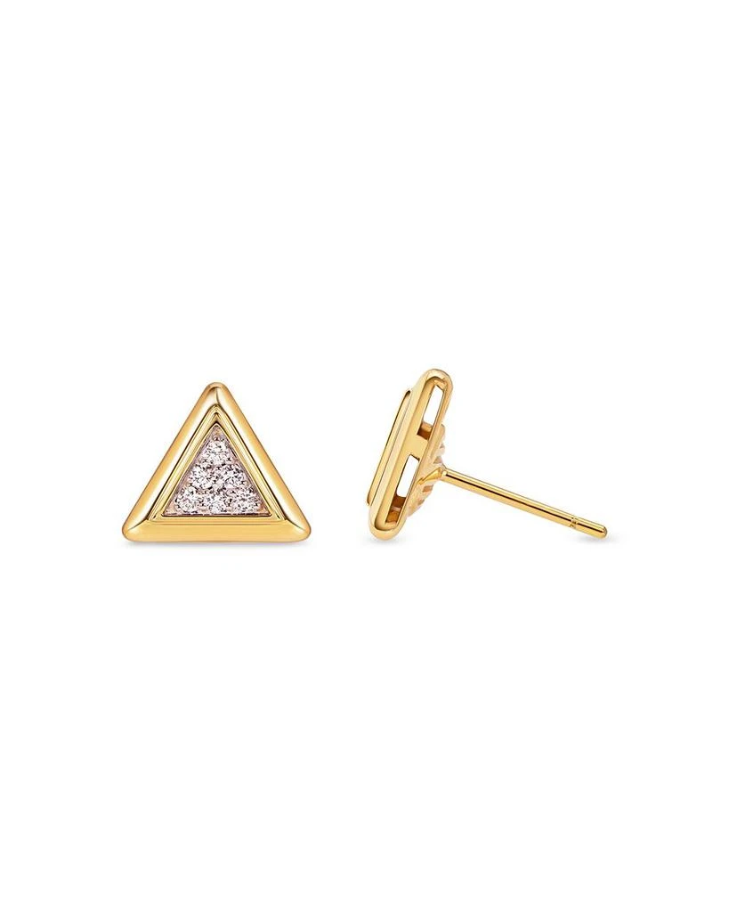 MARINA 18K Yellow Gold Triangolini Diamond Pavé Triangle Stud Earrings 2