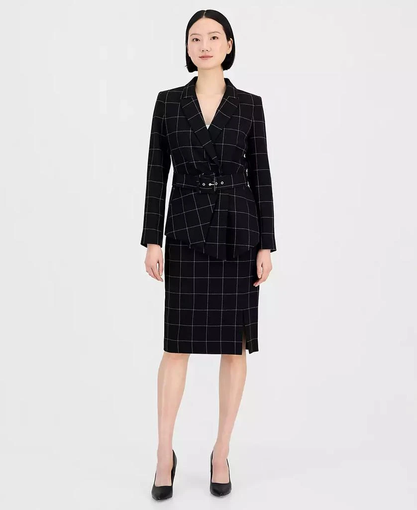 Tahari Women
s Windowpane-Print Skirt Suit Set