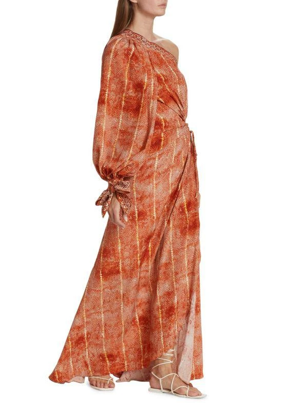 Beatriz Camacho Raiz Ruba Printed One-Shoulder Silk Maxi Dress 3