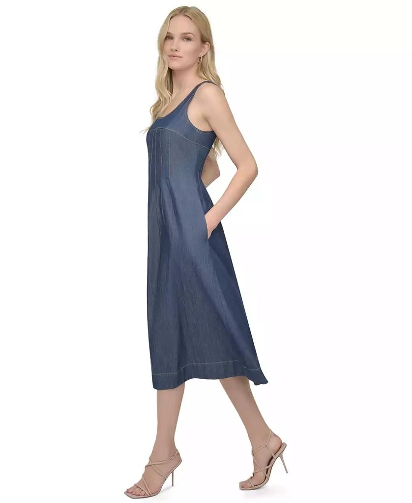 DKNY Petite Scoop-Neck Sleeveless Fit & Flare Denim Dress 2