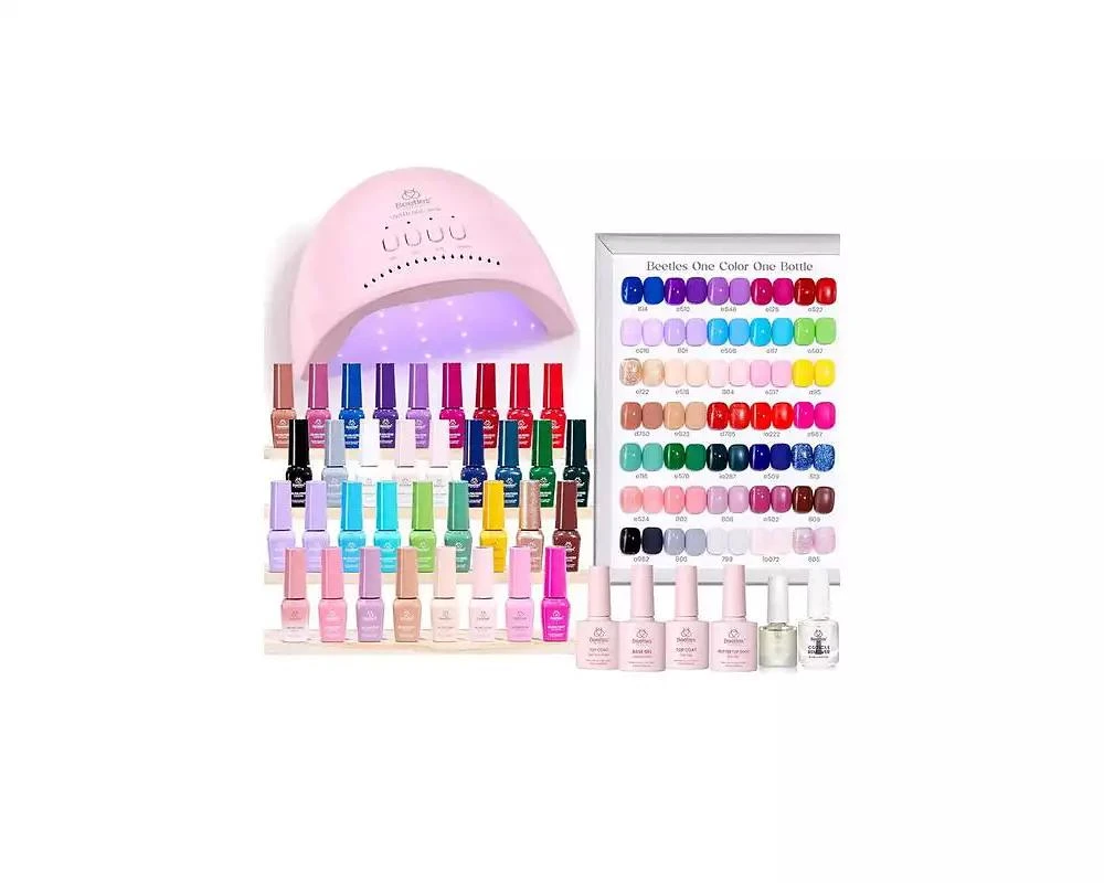 Beetles Gel Nail Polish Kit with UV Light, 35 Colors (68 pcs)