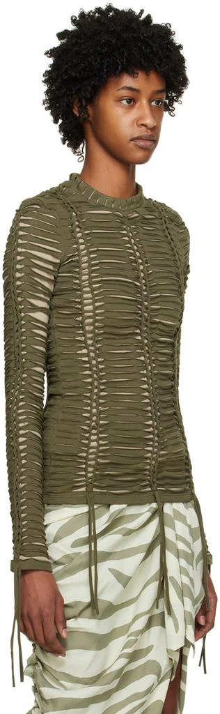 Balmain Khaki Knotted Long Sleeve T-Shirt 2