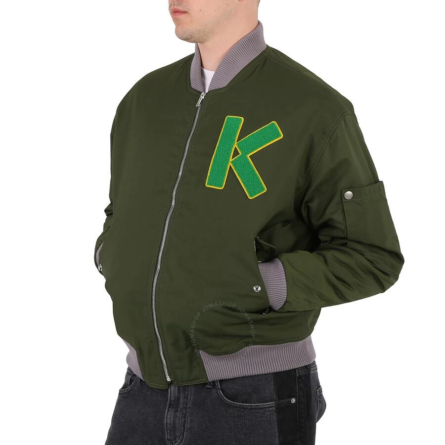 Kenzo Men's Dark Khaki Varsity Logo-Patch Bomber Jacket 3