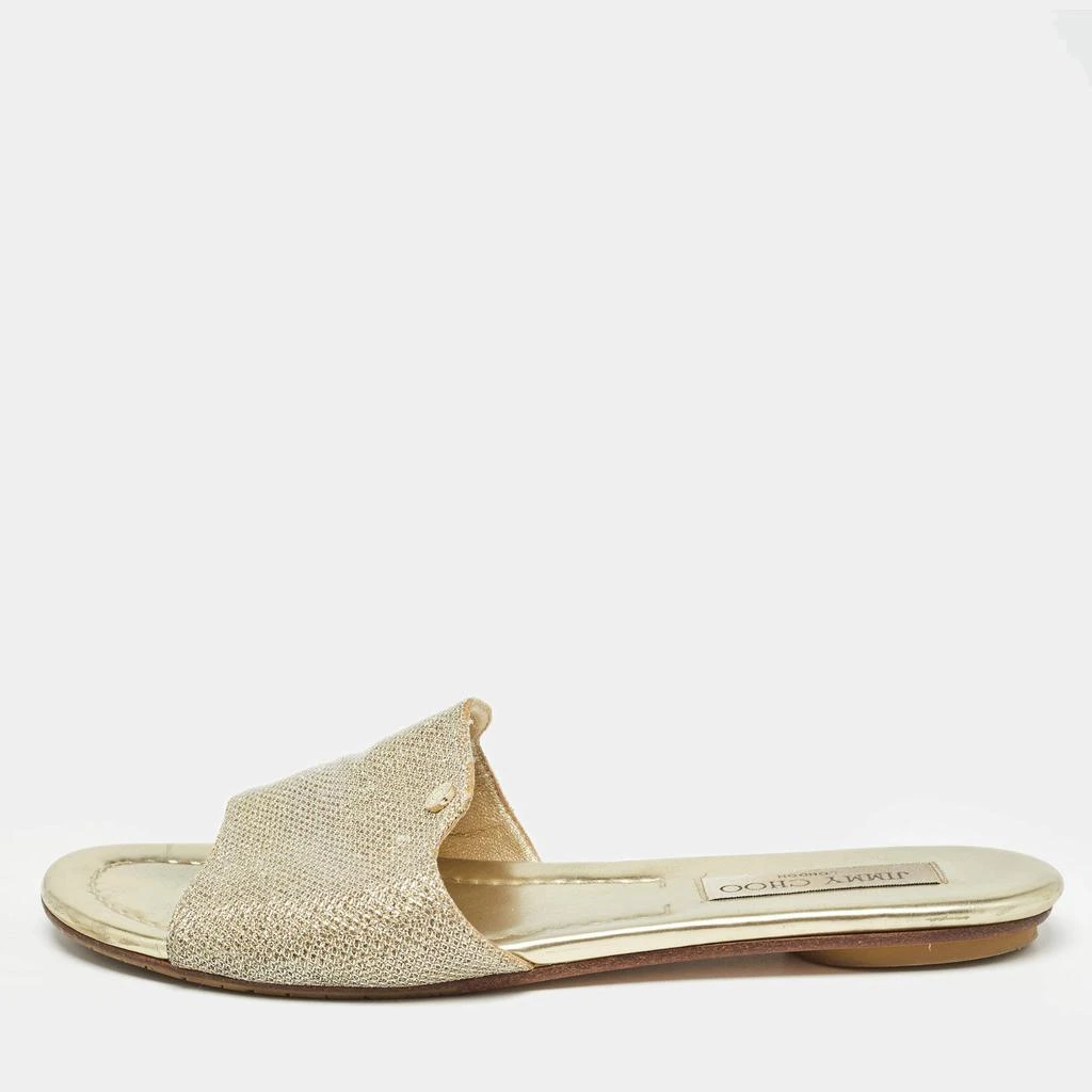 Jimmy Choo Jimmy Choo Gold Glitter Nanda Flat Slides Size 38.5 1