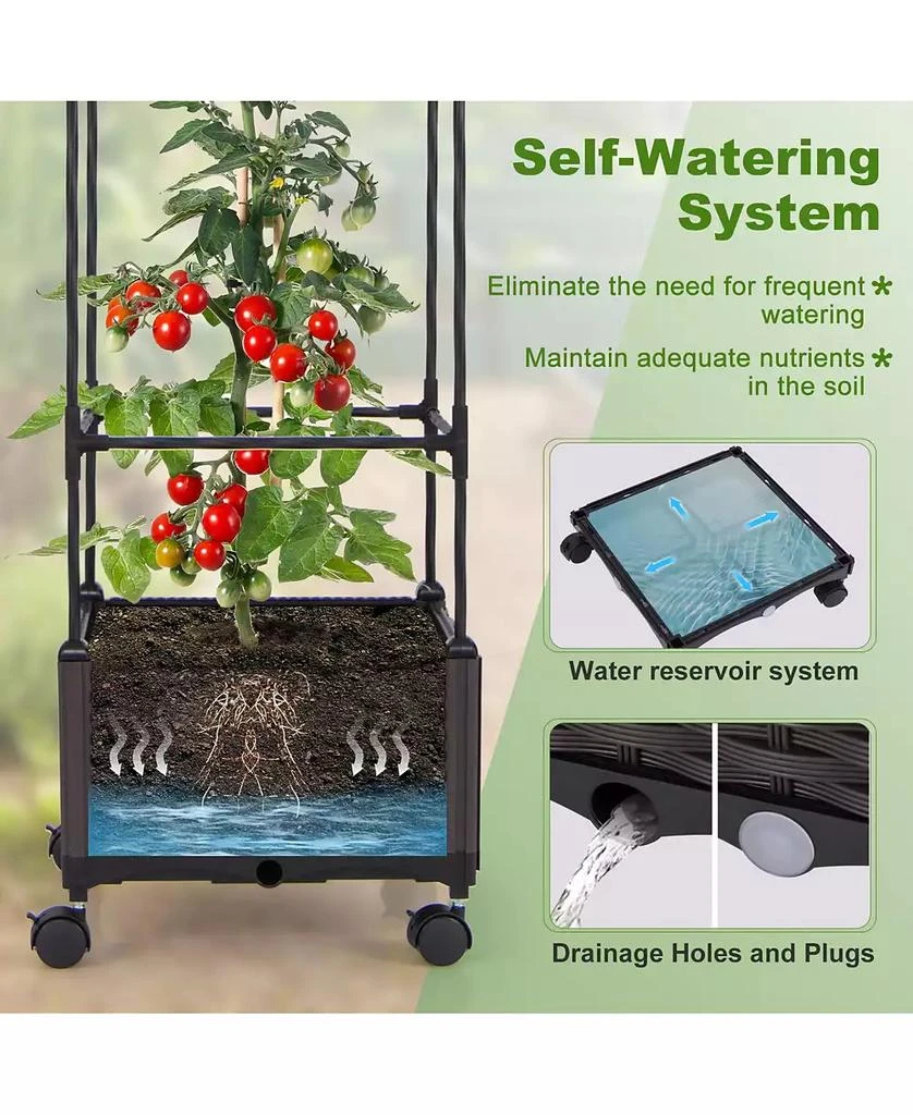 GIVIMO 67 Inches Raised Garden Bed with Planter Box and Trellis 5