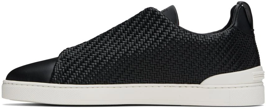 Zegna Black Triple Stitch Sneakers 3