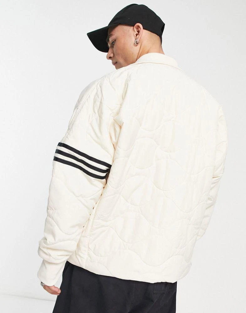 adidas Originals adidas Originals Neuclassics 3 stripe quilted jacket in white 2