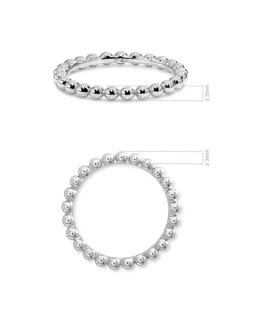 DEVATA Beaded Ball Ring in Rhodium Plated Sterling Silver, Size 5