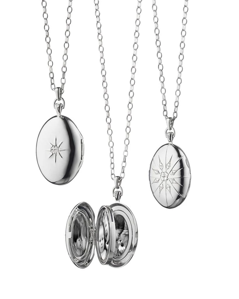 Monica Rich Kosann Sterling Silver Starburst Locket Necklace with White Sapphires 1
