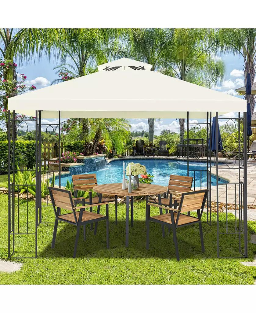 Costway 2 Tier 10'x10' Patio Gazebo Canopy Tent Steel Frame Shelter Awning
