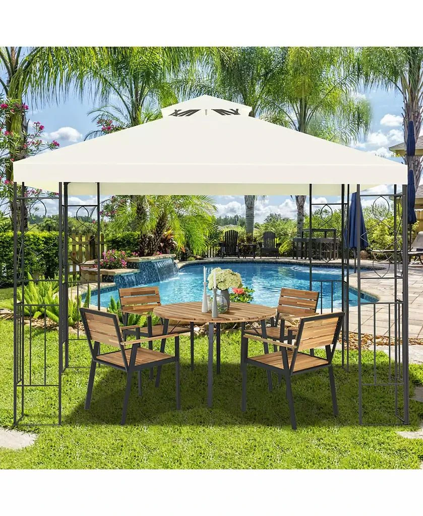 Costway 2 Tier 10'x10' Patio Gazebo Canopy Tent Steel Frame Shelter Awning 2