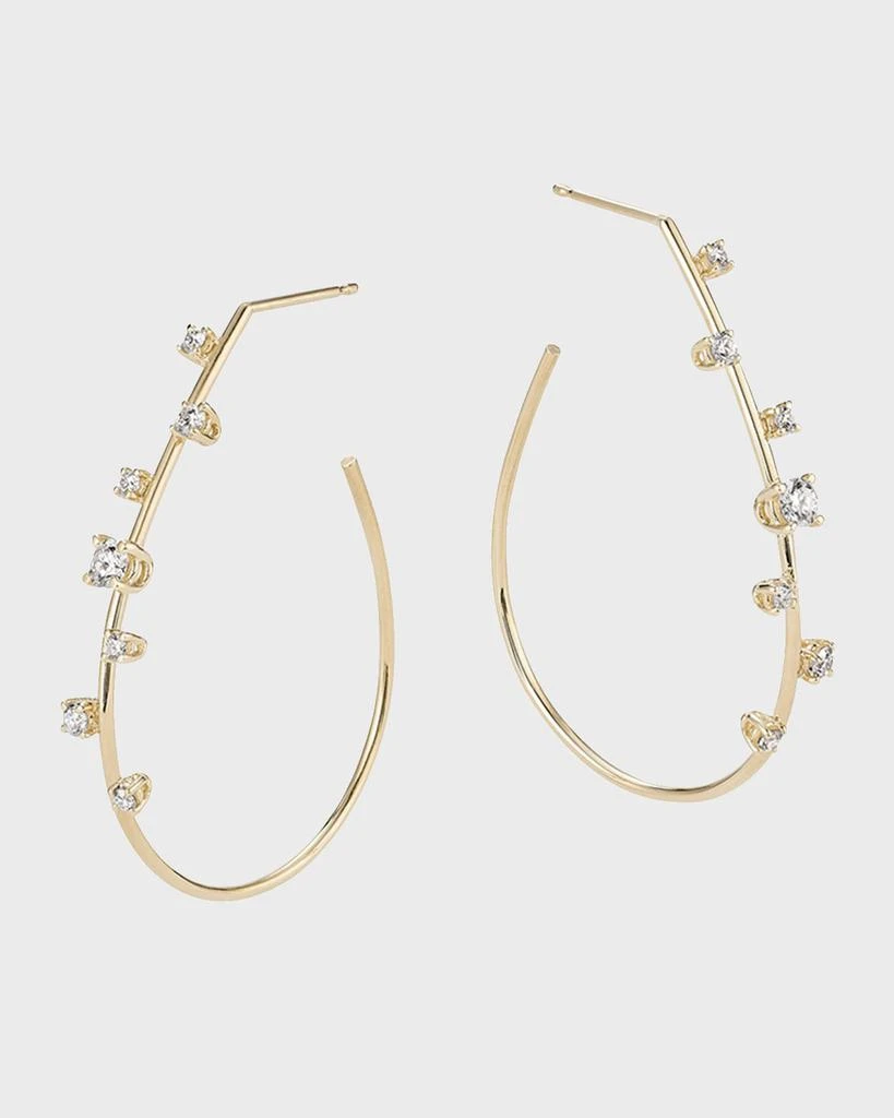 LANA Small Solo Tear Drop Hoop Earrings with Diamonds, 36mm 2