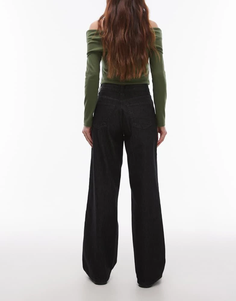 Topshop Topshop mid rise loose fit jean in black ecru 3