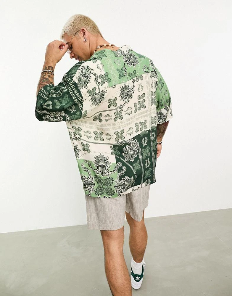 ASOS ASOS DESIGN oversized shirt in green paisley bandana print 4