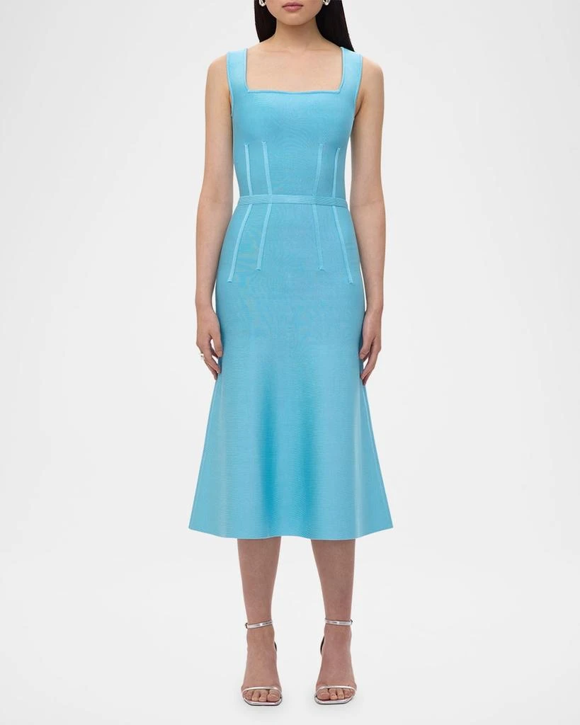 Herve Leger Cecilia Square-Neck Trumpet Midi Dress 2