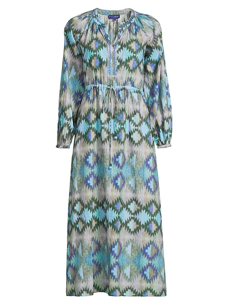 Ro's Garden Amalfi Geometric Cotton Long-Sleeve Maxi Dress 1
