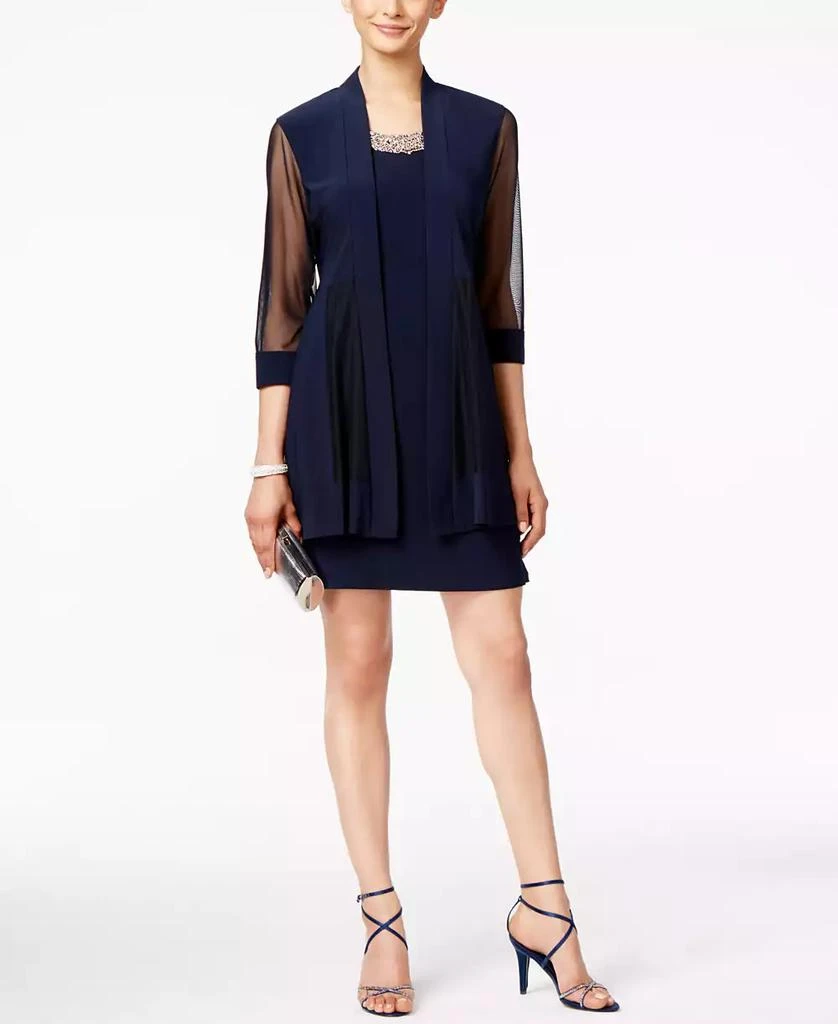 R & M Richards Embellished Dress and Illusion Duster Jacket 1