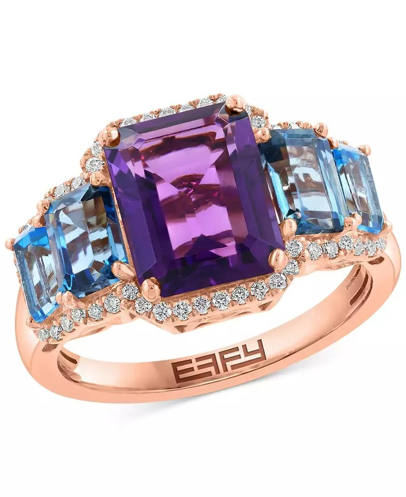 Effy EFFY® Multi-Gemstone (5 ct. t.w.)
Diamond (1/5 ct. t.w.) Statement Ring in 14k Rose Gold