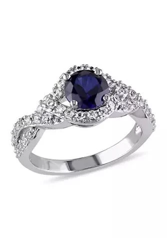 Belk 
Co. Lab Created 2 1/10 CT TGW Created Blue and Created White Sapphire Crossover Twist Ring in Sterling Silver