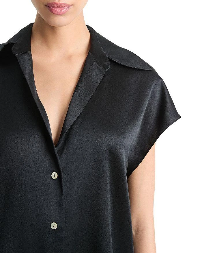 Vince Silk Cap Sleeve Ruched Back Shirt 5