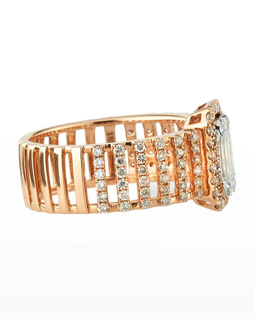 Andreoli 18k Pave & Baguette Wide Diamond Ring, Size 7