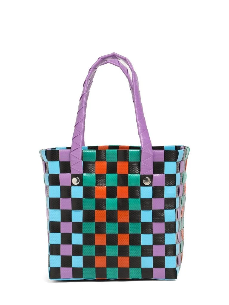 MARNI JUNIOR Color Block Woven Basket Bag W/ Logo 3